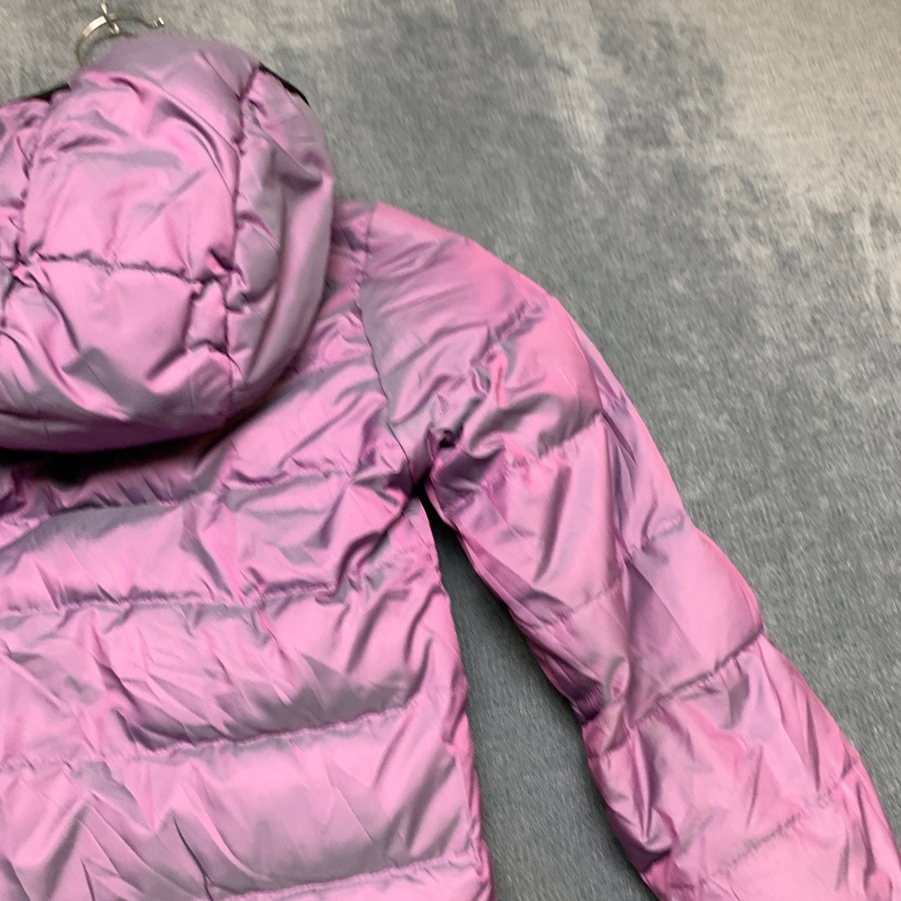 The North Face Puffer Jacket Girls XS Purple Hooded Long Sleeve Winter Full Zip - Picture 11 of 12